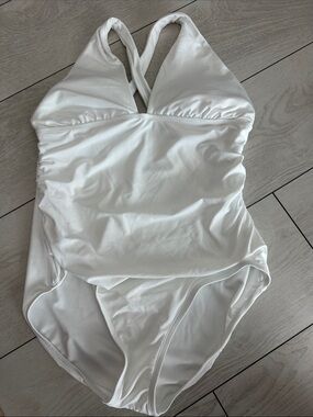 Michael Kors White One-Piece Halter Swimsuit